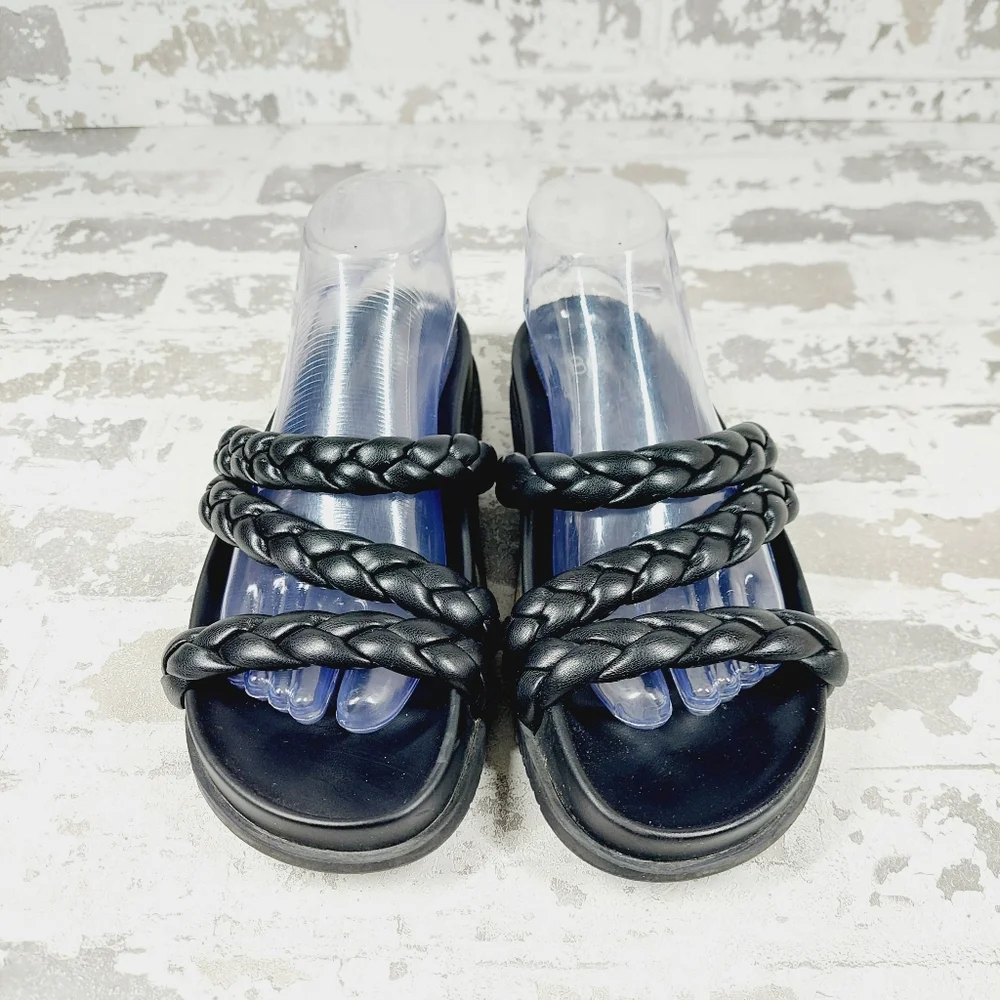 BP Keaton Black Braided Slide Summer Flat Casual Sandals H464 - Picture 3 of 11